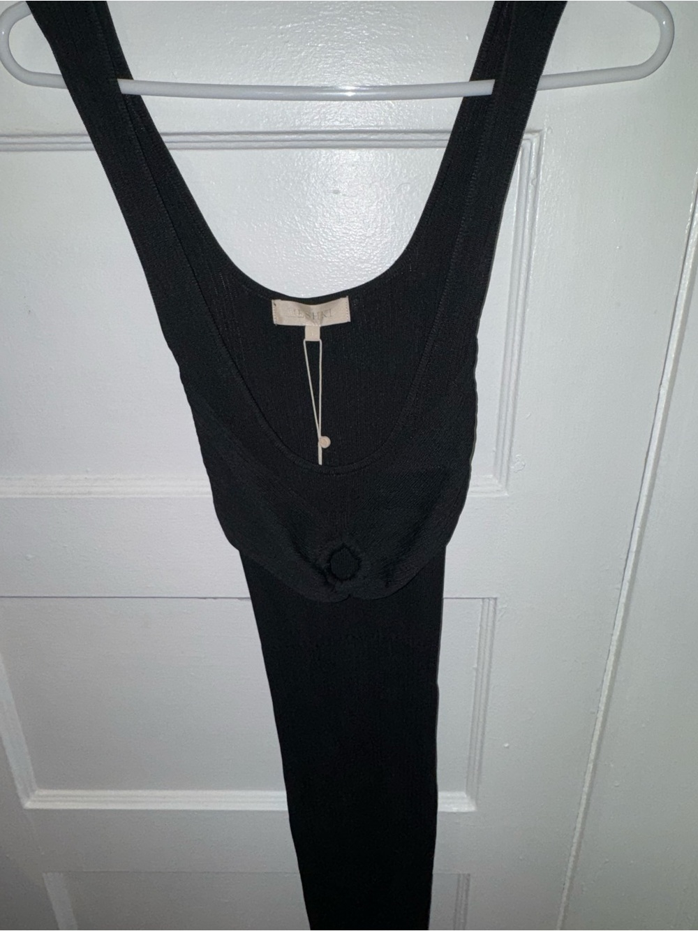 Meshki Black Ribbed Tank Dress - Sleek Scoop Neck